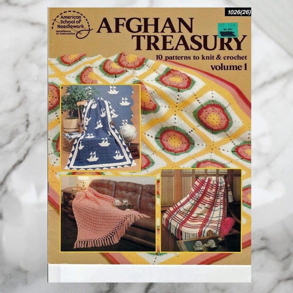 Afghan Treasury: 10 Patterns to Knit & Crochet Craft Book Vol 1 No. 1026